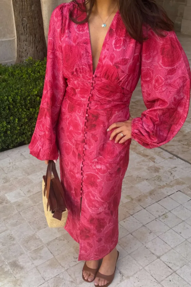 Adaic Long Dress Soft Rose Print