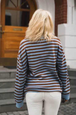 Adanne Polo Knit Stripe Blue