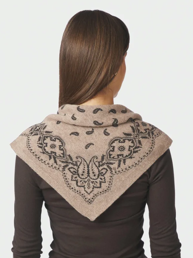 Adelina Paisley Knit Scarf Beige Melange