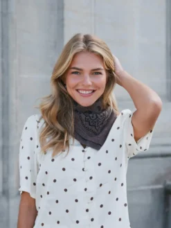 Adelina Paisley Knit Scarf Brown Melange