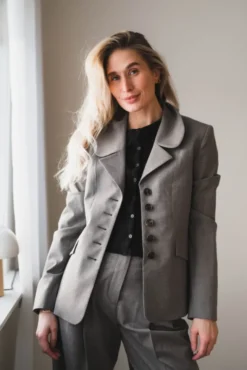 Adrienna Single-Breasted Blazer Brown Melange
