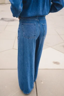 Ago Rue Wide Pants Long Mid Blue Wash