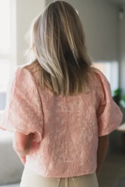 Aisa Soft Brocade Blouse Light Pink