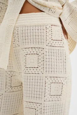 Aleya Wide Crochet Pants Vanilla