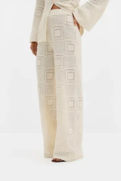 Aleya Wide Crochet Pants Vanilla