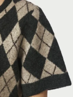 Allestar Check Knit Cardigan Beige