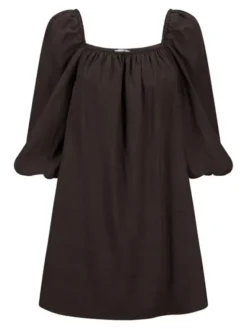 Alma Linen Dress Dark Brown
