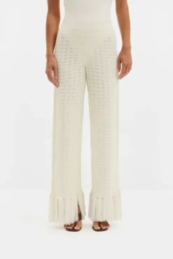 Alycia Knitted Fringe Pants White