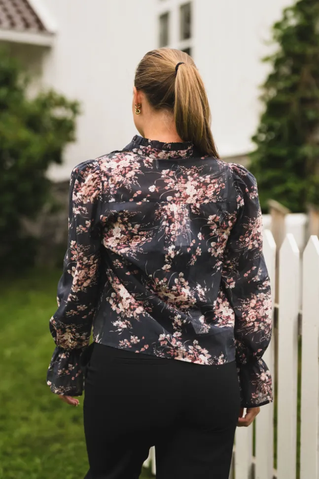 Amara Garden Flower Blouse Dark Navy