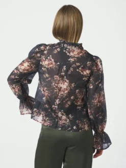 Amara Garden Flower Blouse Dark Navy