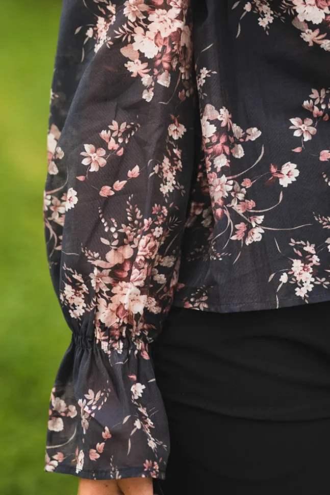 Amara Garden Flower Blouse Dark Navy