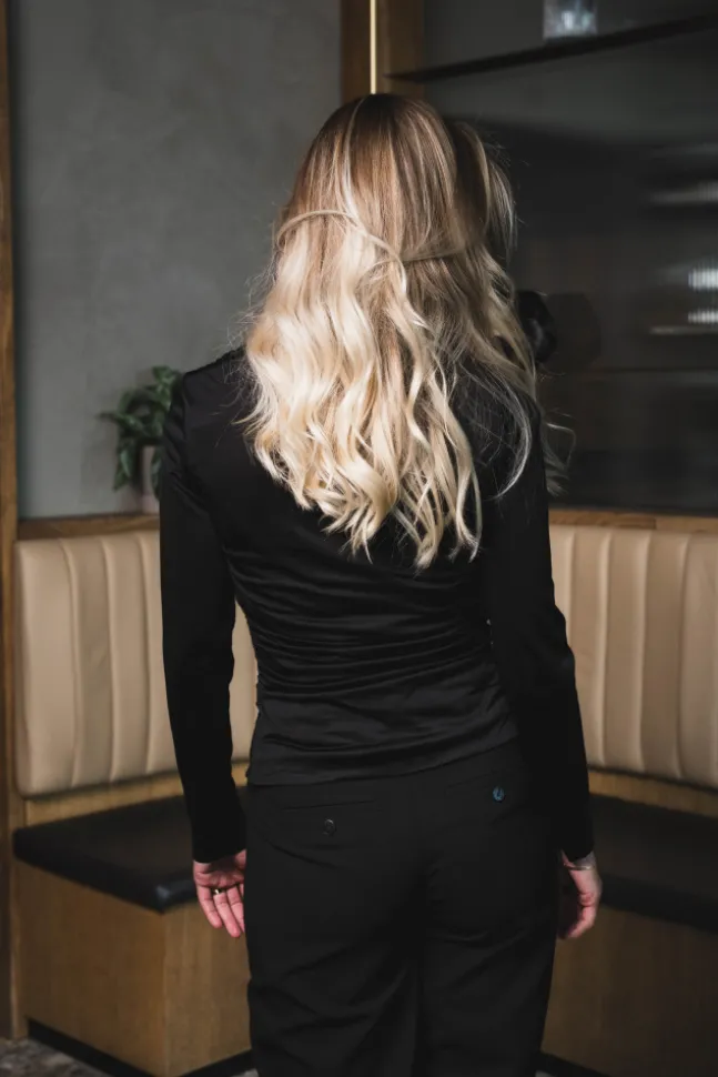 Amela Embellished Long Sleeve Jersey Top Black