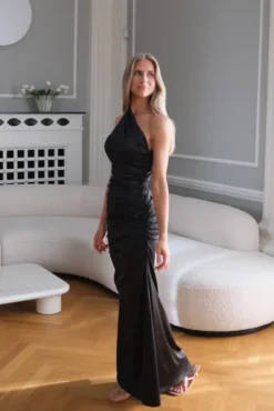 Andreaic Satin Dress Black