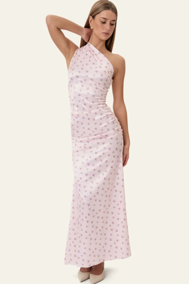 Andreaic Satin Dress Pink