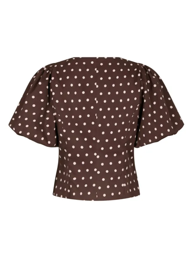 Anela Dot Blouse Brown