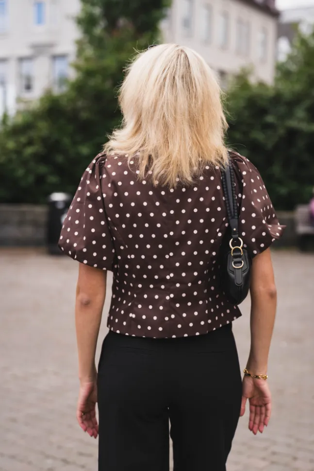 Anela Dot Blouse Brown