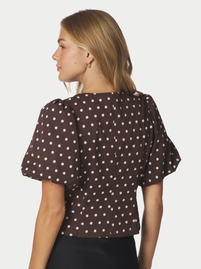 Anela Dot Blouse Brown