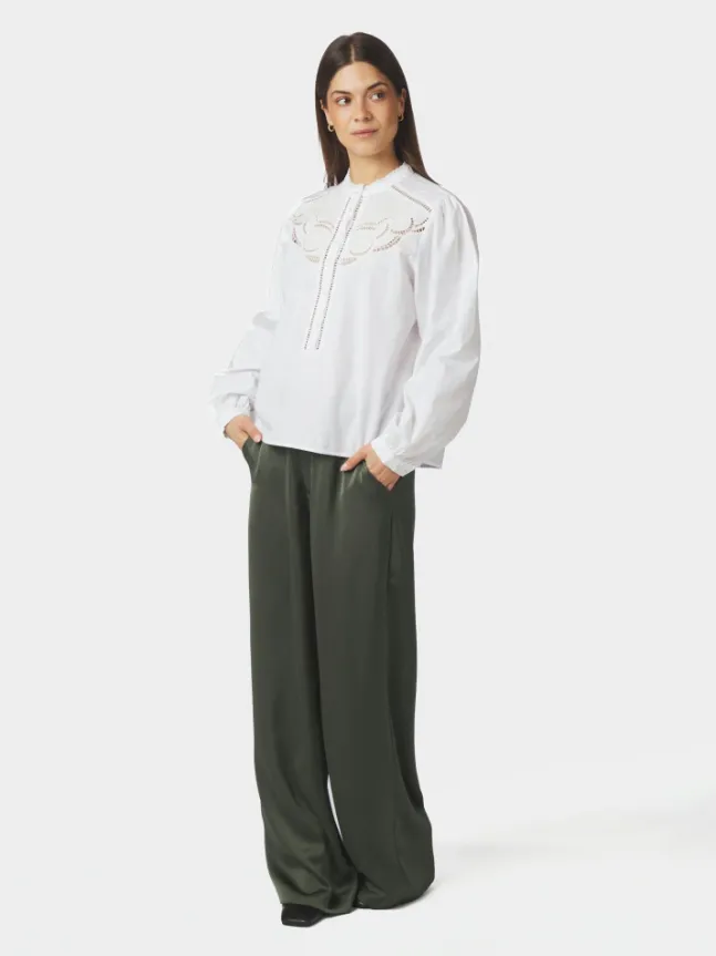 Aneliah C Poplin Emb Blouse White
