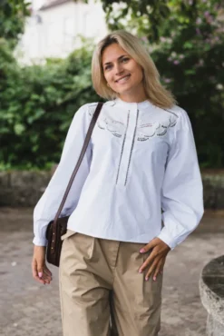 Aneliah C Poplin Emb Blouse White
