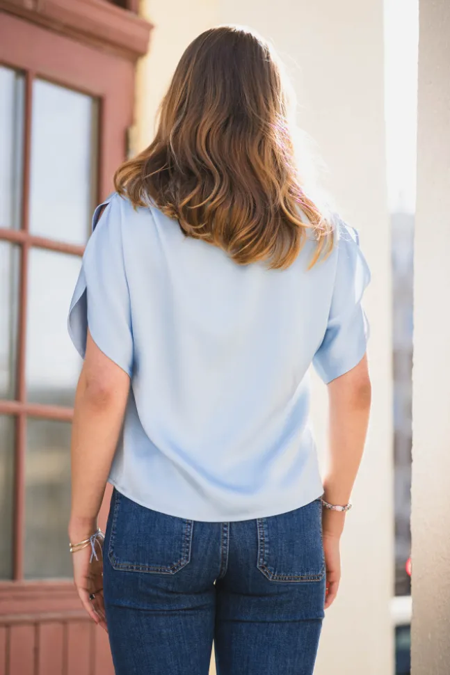 Anelle Heavy Sateen Blouse Light Blue