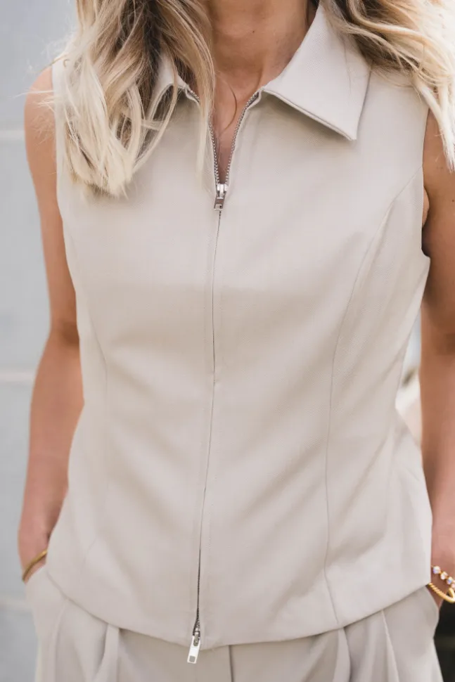 Annabella Structure Waistcoat Creme