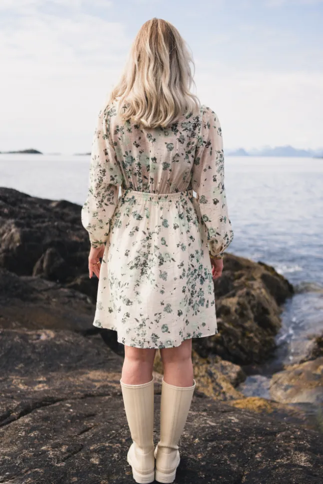 Anna Dress Green Tint Flower