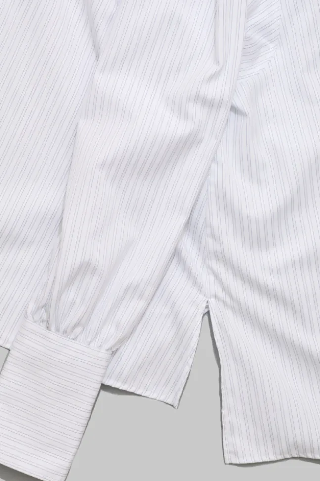 Anne Striped Satin Stripe White/Navy