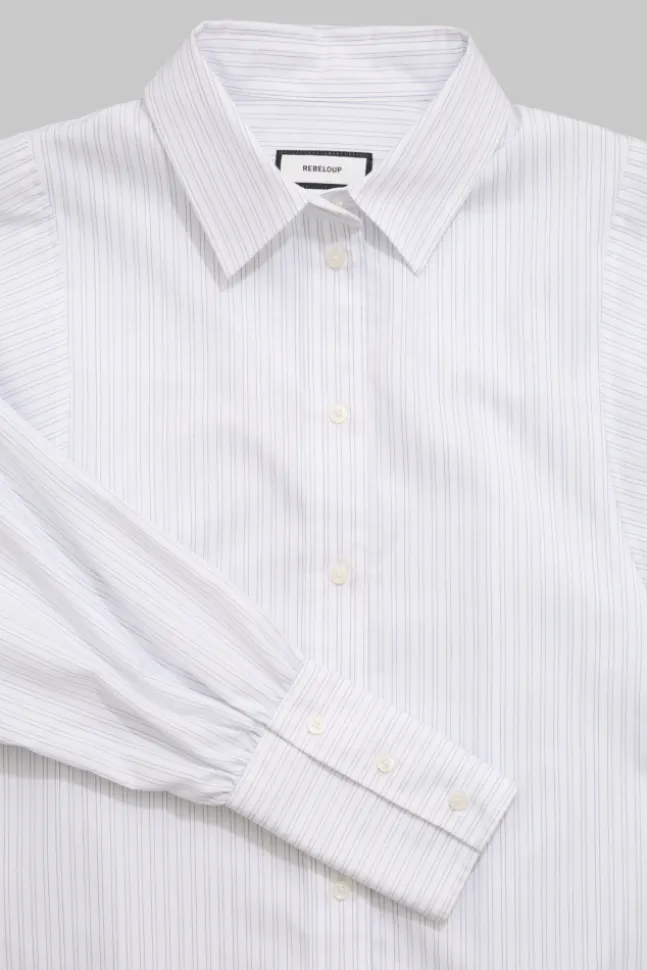 Anne Striped Satin Stripe White/Navy