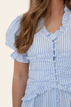 Arielic Blouse Blue White Stripes