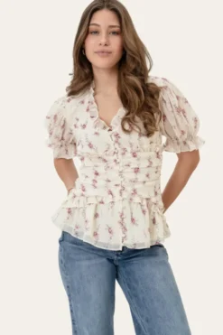 Arielic Blouse Off White Vintage Rose