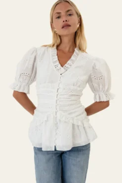 Arielic Blouse White Embroidery