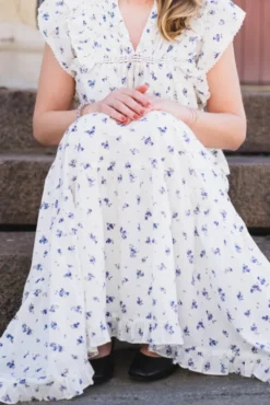 Asta Small Blossom Skirt White Blue