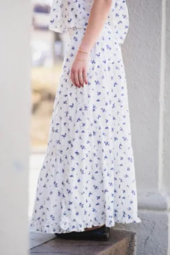 Asta Small Blossom Skirt White Blue