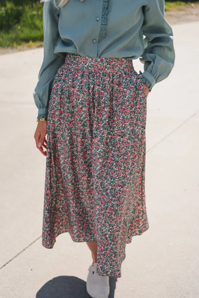 Astrid HW Skirt C Green Flower