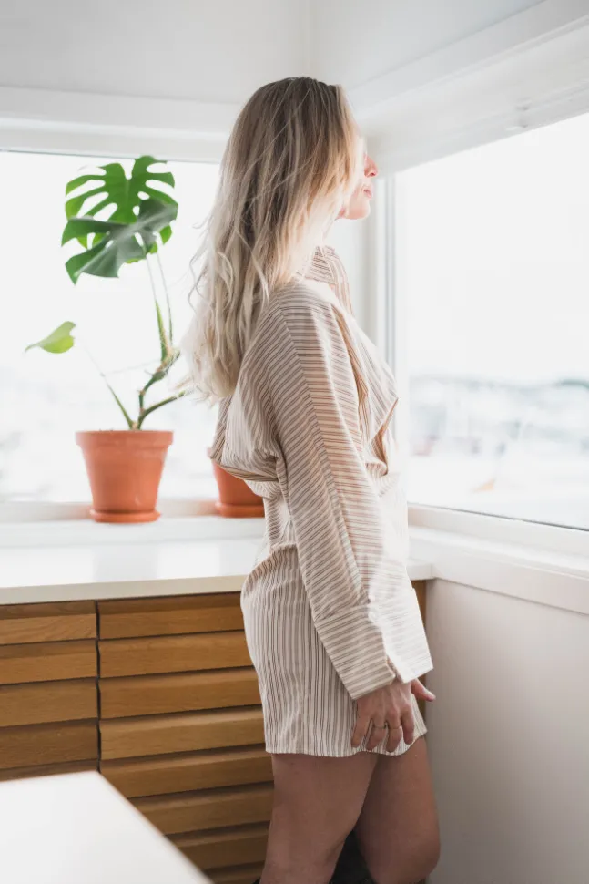 Atari Dress Oat Stripe