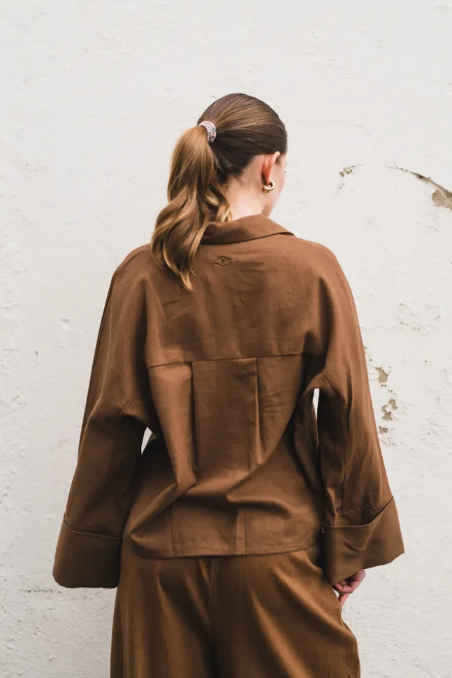 Atari Linen Shirt Chestnut Brown