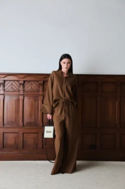 Atari Linen Shirt Chestnut Brown