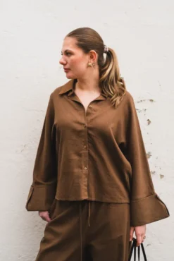 Atari Linen Shirt Chestnut Brown