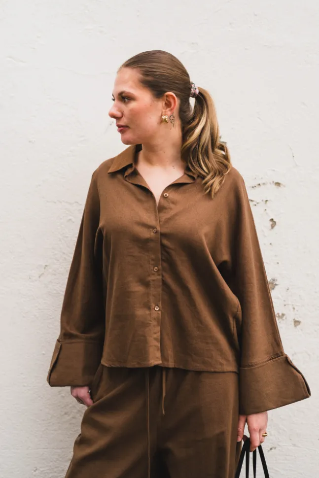 Atari Linen Shirt Chestnut Brown