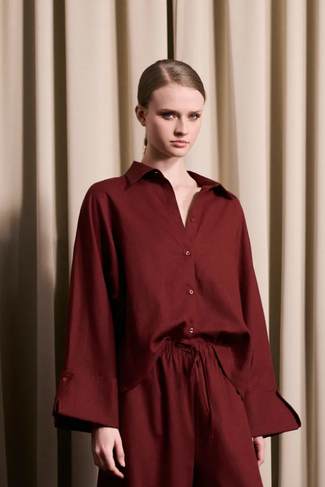 Atari Linen Shirt Rust Red