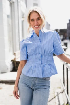 Balara Stripe Poplin Shirt Light Blue