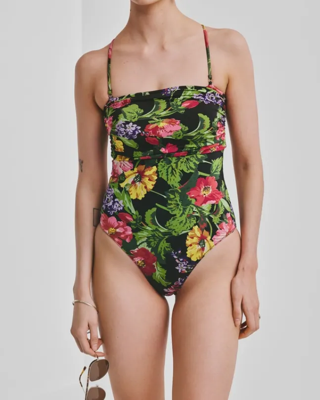 Bandeau Swimsuit Midnight Bloom