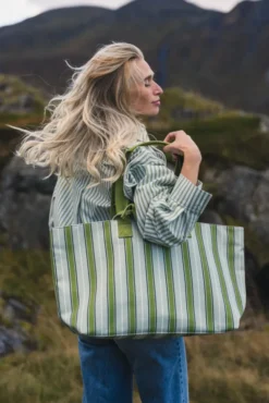 Bang Stripe Tote Bag Green Stripe