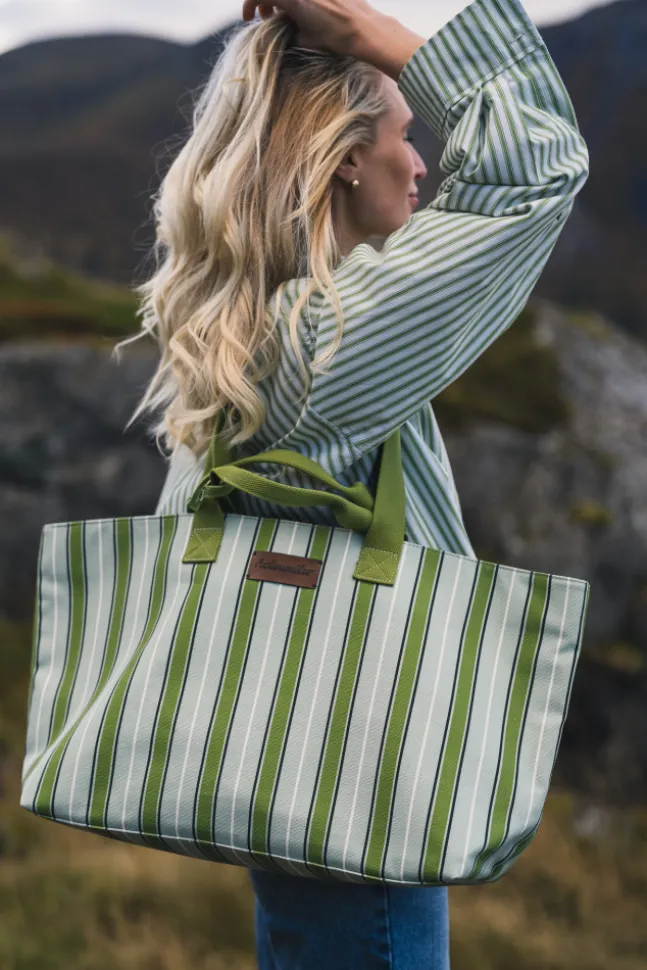 Bang Stripe Tote Bag Green Stripe