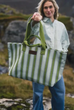 Bang Stripe Tote Bag Green Stripe