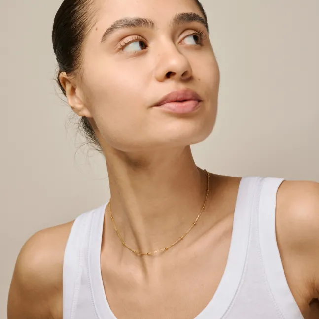 Beaded Chain Necklace Gold