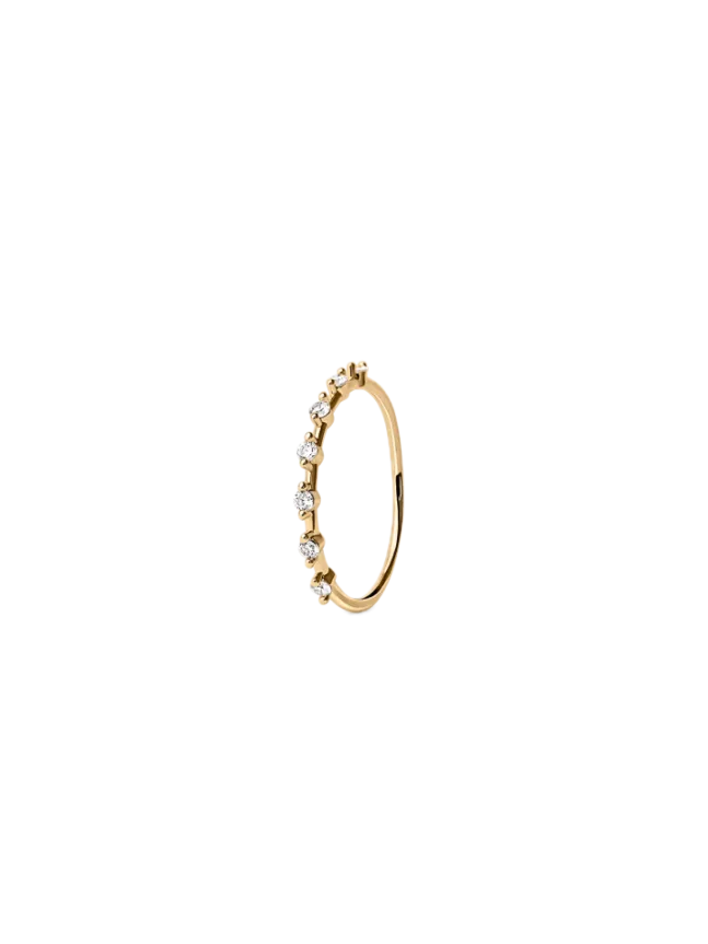 Beaded Zirconia Stacker Ring Gold