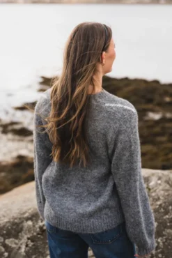 Beleney Small Check Fluff Cardigan Dark Grey