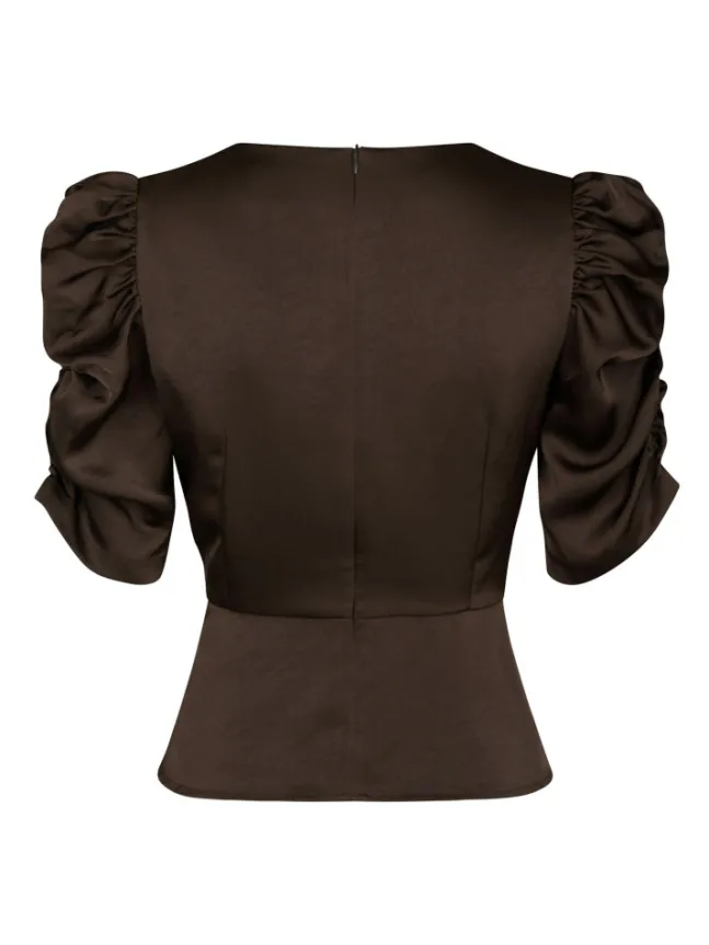 Benua Heavy Sateen Blouse Dark Brown