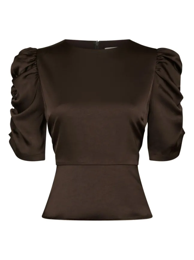 Benua Heavy Sateen Blouse Dark Brown